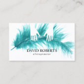 Chiropractor Chiropractic Massage Hands & Feather Visitekaartje (Voorkant)