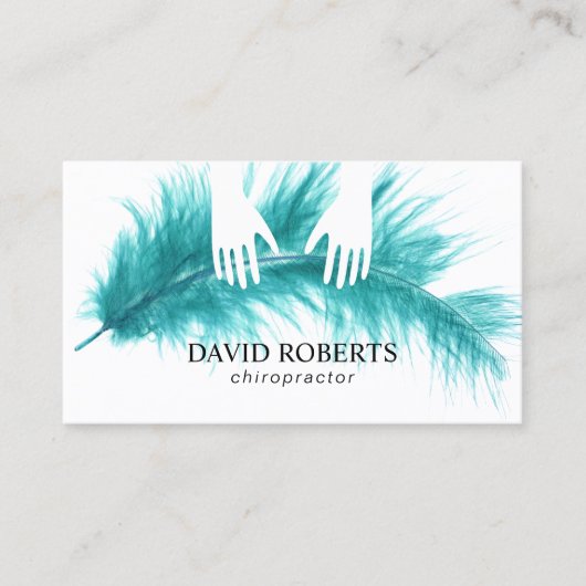 Chiropractor Chiropractic Massage Hands & Feather Visitekaartje (Voorkant)