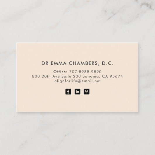Chiropractor Chiropractic Visitekaartje (Achterkant)