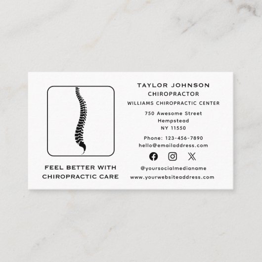 Chiropractor Chiropractie Typografie Social Media Visitekaartje (Voorkant)