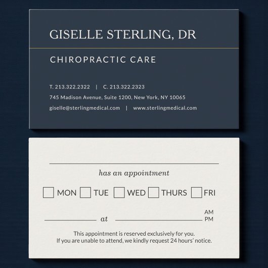 Chiropractor Doctor Office Appointment Reminder Visitekaartje