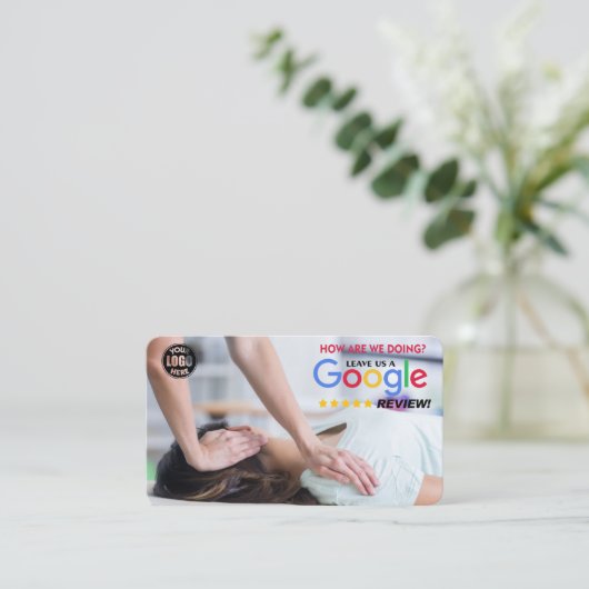 Chiropractor Google Review Sjabloon met QR - Visitekaartje (Staand voorkant)