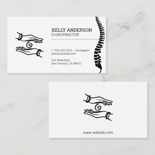 Chiropractor | Handen | Spinale kabel Visitekaartje (Voorkant / Achterkant)