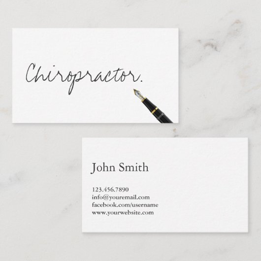Chiropractor Handwrite Typografie Visitekaartje (Voorkant / Achterkant)