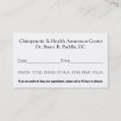 Chiropractor Health Appointment Card Afsprakenkaartje (Achterkant)