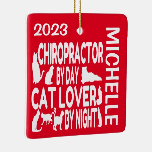 Chiropractor houdt van katten CUSTOM Keramisch Ornament (Rechts)