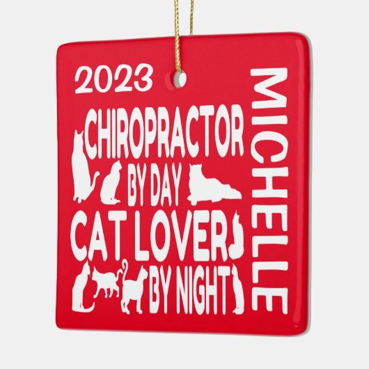 Chiropractor houdt van katten CUSTOM Keramisch Ornament (Links)