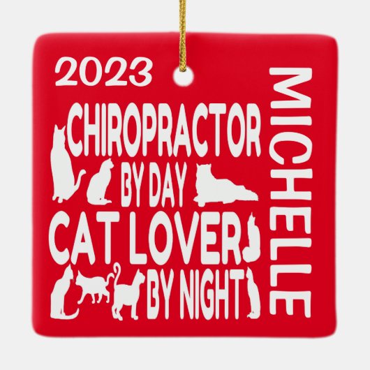Chiropractor houdt van katten CUSTOM Keramisch Ornament (Achterkant)