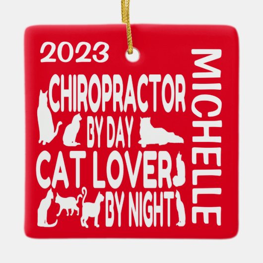 Chiropractor houdt van katten CUSTOM Keramisch Ornament (Voorkant)