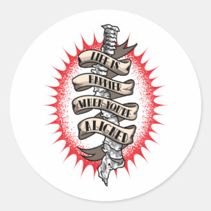 Chiropractor Life is gelukkiger als je op één lijn Ronde Sticker