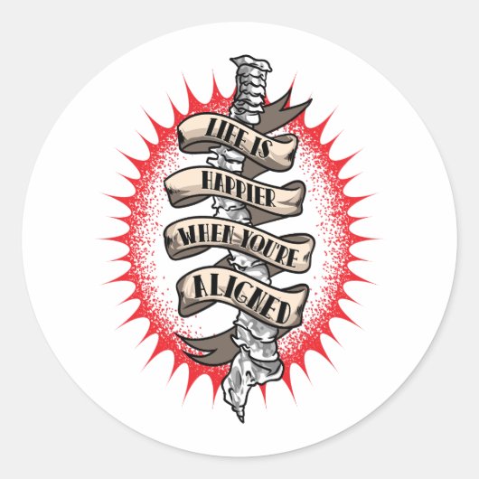 Chiropractor Life is gelukkiger als je op één lijn Ronde Sticker (Voorkant)