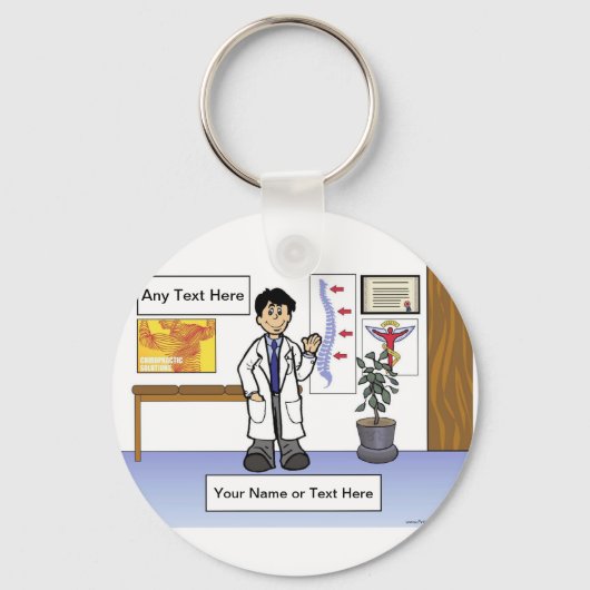 Chiropractor - Mannelijke Cartoon door PrintedPerf Sleutelhanger (Voorkant)