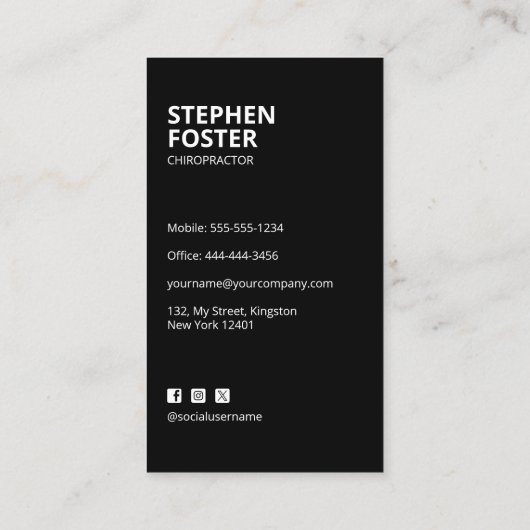 Chiropractor Massage Therapie Arts Gouden Ruggengr Visitekaartje (Achterkant)