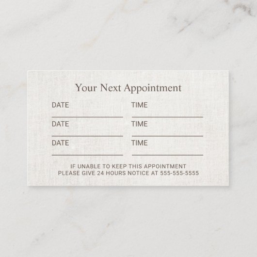 Chiropractor Massage Therapy Plain Appointment Afsprakenkaartje (Achterkant)