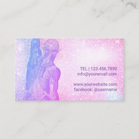 Chiropractor Massage Therapy Spa Unicorn Glitter Visitekaartje (Achterkant)