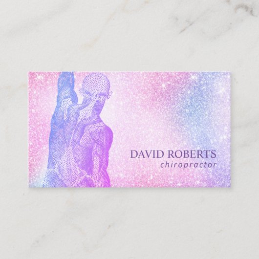 Chiropractor Massage Therapy Spa Unicorn Glitter Visitekaartje (Voorkant)