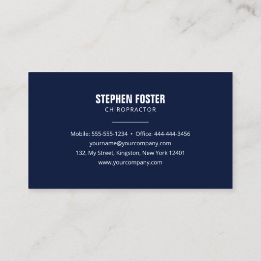 Chiropractor Massage Therapy Spine Adjust Blue Visitekaartje (Achterkant)