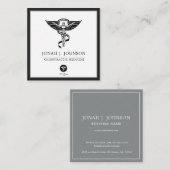 Chiropractor | Minimale grens voor zwart-wit en gr Vierkante Visitekaartje (Voorkant / Achterkant)