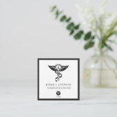 Chiropractor | Minimale grens voor zwart-wit en gr Vierkante Visitekaartje (Staand voorkant)