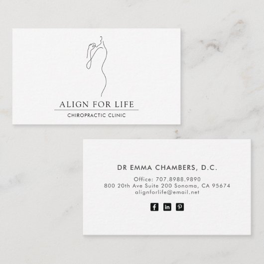 Chiropractor-minimalistisch Visitekaartje (Voorkant / Achterkant)