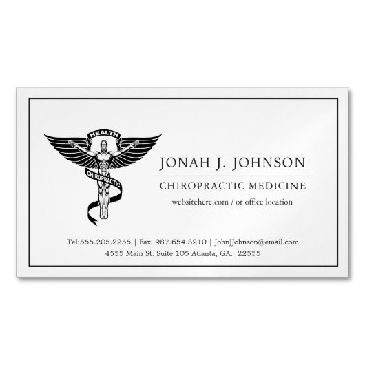 chiropractor | Minimalistische beklede rand Magnetisch Visitekaartje (Voorkant)