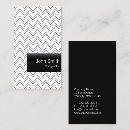Chiropractor Modern Chevron Stripes Visitekaartje (Voorkant / Achterkant)