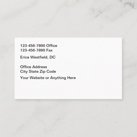 Chiropractor Modern Medical Business Cards Visitekaartje (Achterkant)