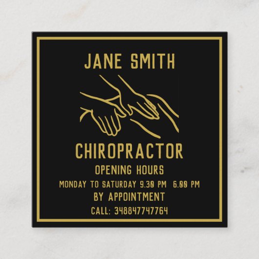 Chiropractor Professional Vierkante Visitekaartje (Voorkant)