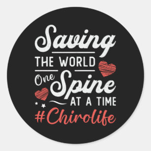 Chiropractor Saving the World Spine Chiropractic Ronde Sticker