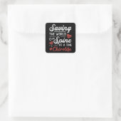 Chiropractor Saving the World Spine Chiropractic Vierkante Sticker (Tas)