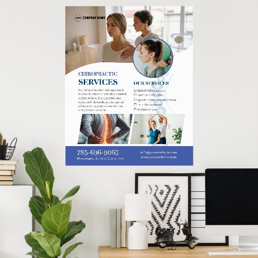 Chiropractor Services Aangepast Poster (Thuiskantoor)