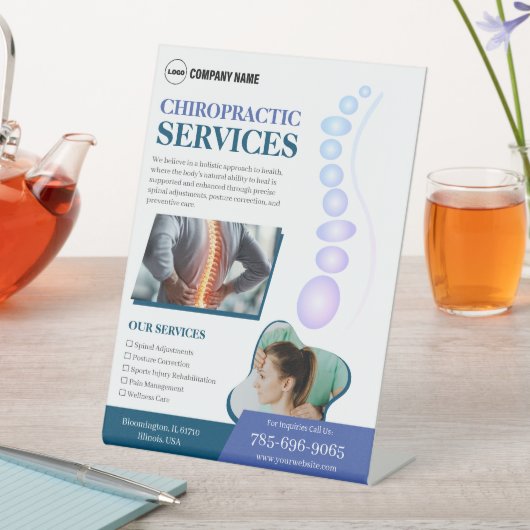 Chiropractor Services Aangepast voetstuk Reclamebord Met Voetstuk (Insitu)