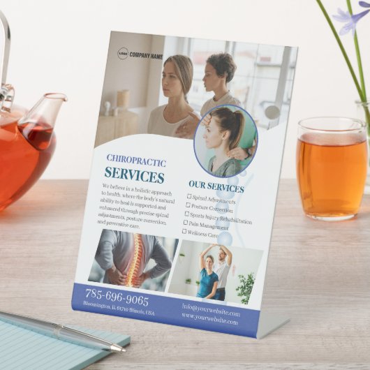 Chiropractor Services Aangepast voetstuk Reclamebord Met Voetstuk (Insitu)