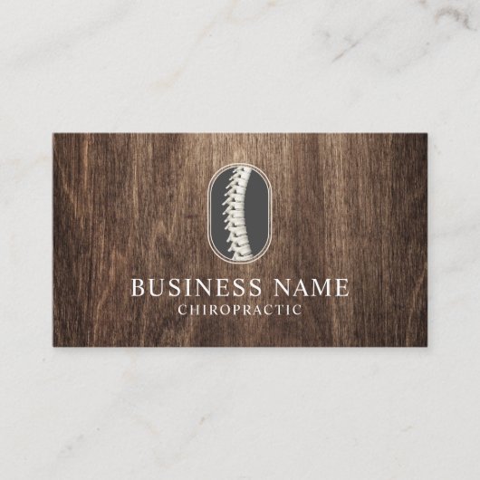 Chiropractor Spine Logo Classy Wood Chiropractie Visitekaartje (Voorkant)