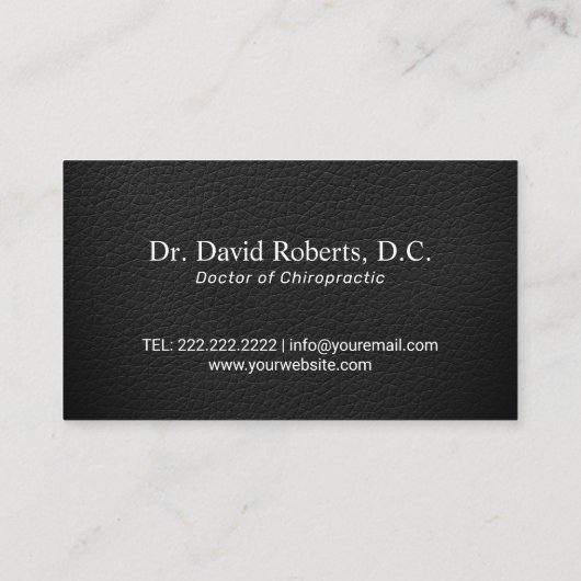 Chiropractor Spine Logo Donker Leder Chiropractie Visitekaartje (Achterkant)