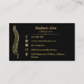 Chiropractor Spine Therapist Black en Gold Visitekaartje (Achterkant)