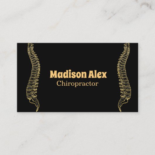 Chiropractor Spine Therapist Black en Gold Visitekaartje (Voorkant)
