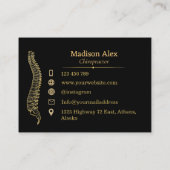 Chiropractor Spine Therapist Black en Gold Visitekaartje (Achterkant)