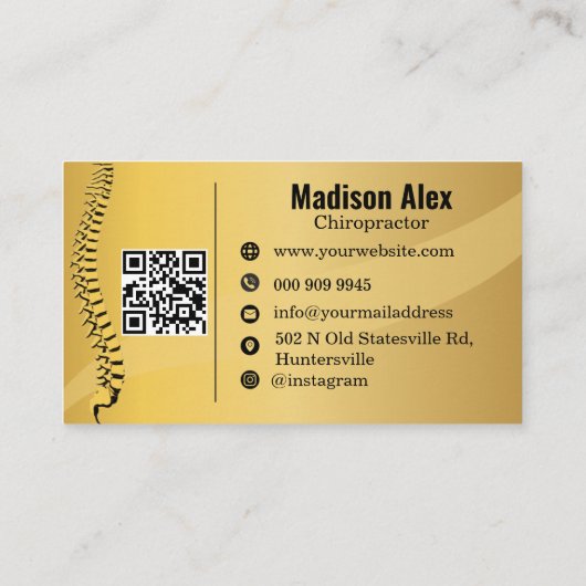 Chiropractor Spine Therapist Custom Logo QR code Visitekaartje (Achterkant)