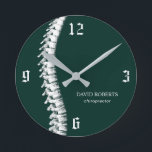 Chiropractor Spine Therapist Green Ronde Klok<br><div class="desc">Chiropraktijkkintherapist Chiro Dark Green Clocks.</div>