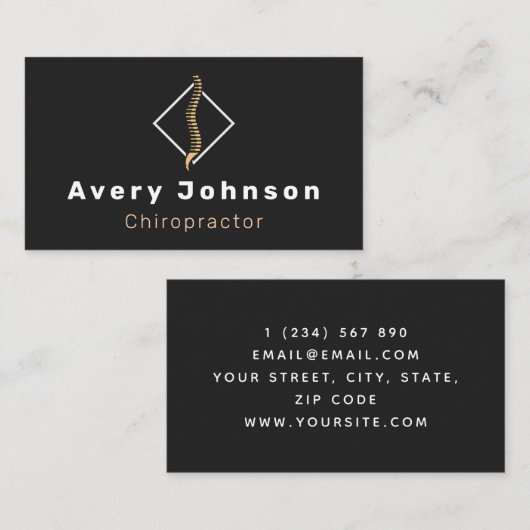 Chiropractor Therapeut Elegante Wervelkolom Visitekaartje (Voorkant / Achterkant)