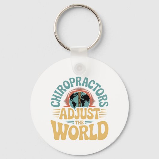 Chiropractoren passen de Wereld Retro Design aan Sleutelhanger (Voorkant)