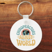 Chiropractoren passen de Wereld Retro Design aan Sleutelhanger (Voorkant)
