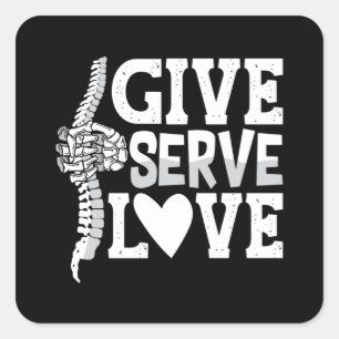 Chiropraktijk geeft serve Love Spine Chiropractor Vierkante Sticker