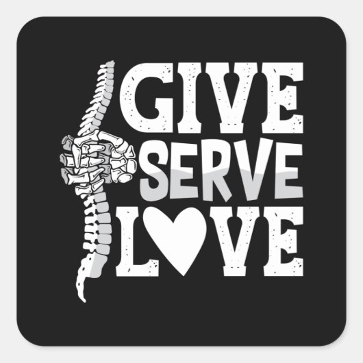 Chiropraktijk geeft serve Love Spine Chiropractor Vierkante Sticker (Voorkant)