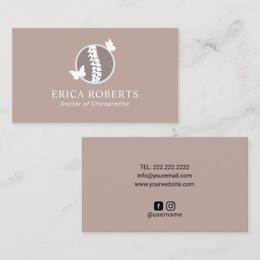 Chiropraktijkstekel en vlinder-Logo  Visitekaartje (Voorkant / Achterkant)
