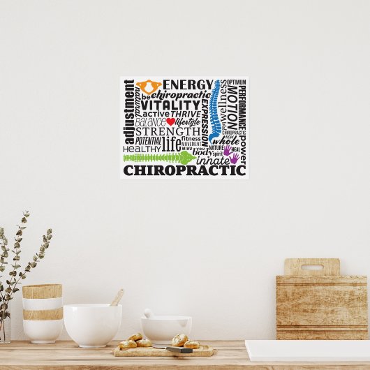 Chiropraktijkwoorden en elementen collage poster (Keuken)