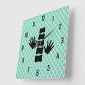 Chiropraktische handen en een ruggengraat van de L Vierkante Klok (Hoek)