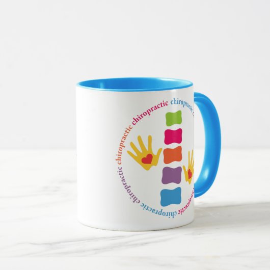 Chiropraktische handen en Mok van de wervelkolom (Voorkant rechts)