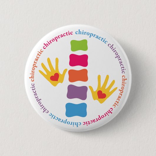 Chiropraktische handen en ruggengraat Button (Voorkant)